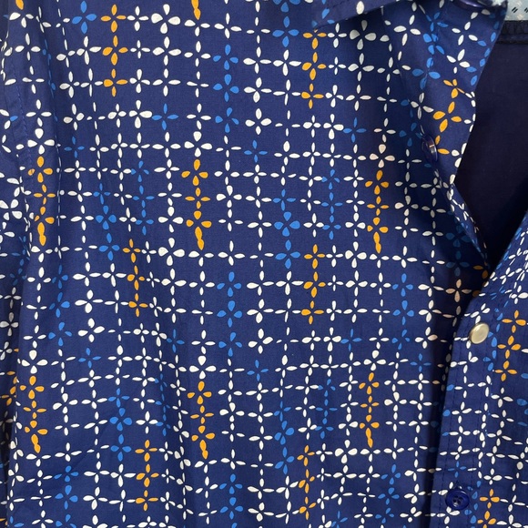 Pitbull brand casual button front shirt-blue with geo-print-Men’s Large - Picture 4 of 12